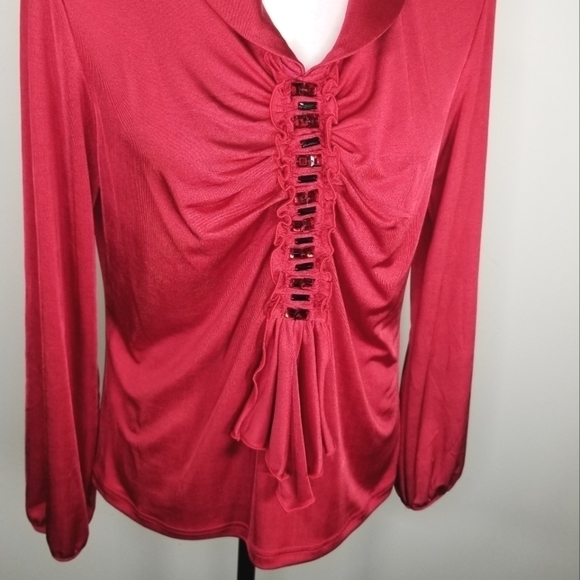 Vintage Amanda Collection Women's Top Various Sizes Red Polyester Knit - Picture 2 of 8